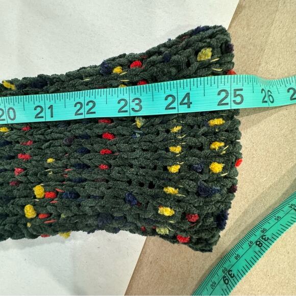 Zara Green Chenille Sweater With Red/Yellow Detail Small - Picture 12 of 16